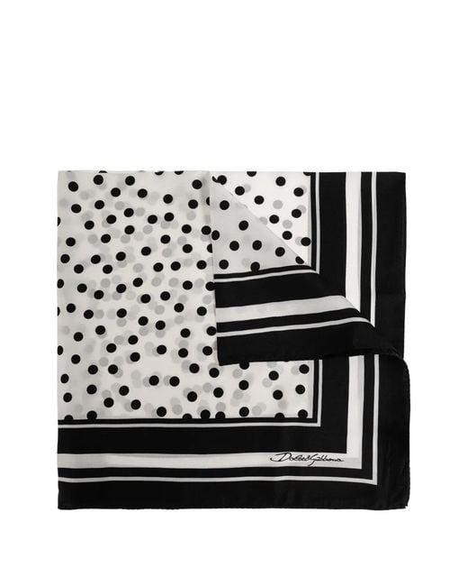 Dolce & Gabbana Black Polka-Dot Silk Scarf for men