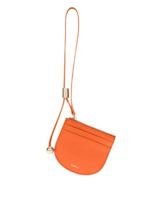 Furla Orange Porte-Cartes À Détail De Lanière