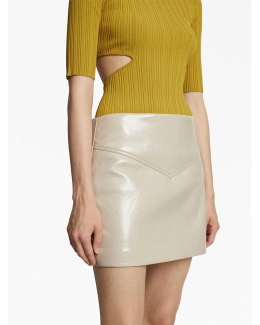 Proenza Schouler Natural Panelled Cracked Faux-leather Miniskirt