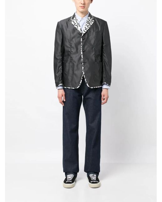 Junya Watanabe Black Contrasting-Trim Buttoned Blazer for men