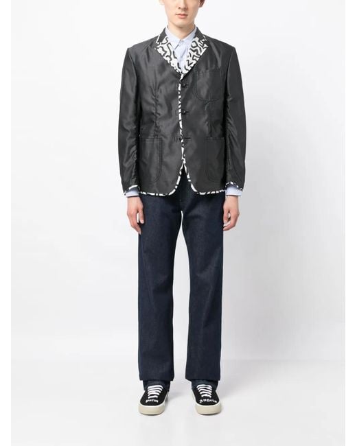 Junya Watanabe Black Contrasting-Trim Buttoned Blazer for men