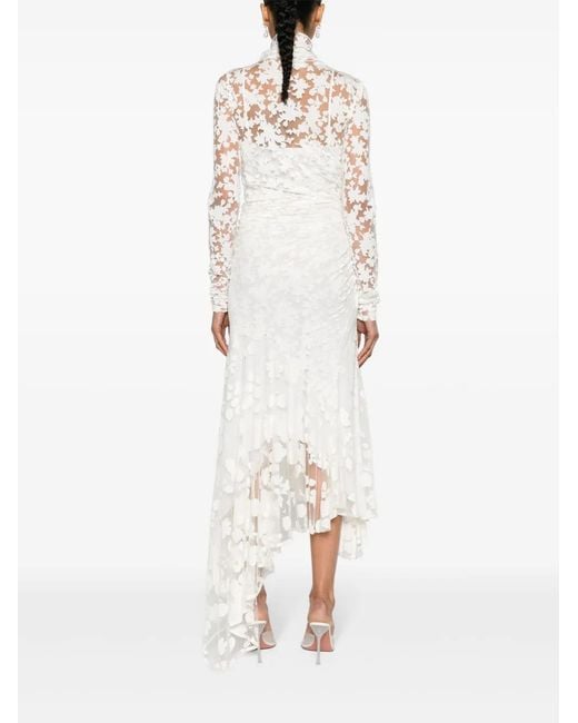 Philosophy Di Lorenzo Serafini White Floral-Appliqué Asymmetric Maxi Dress