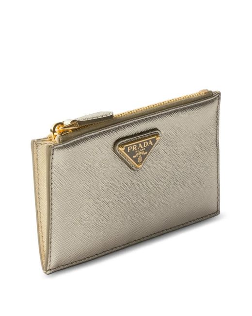 Prada Gray Logo Zip Wallet