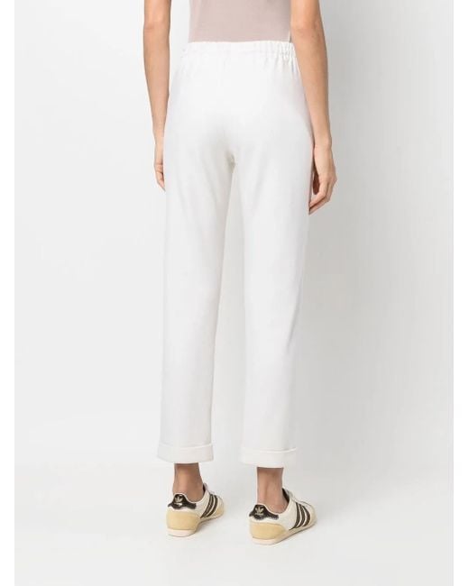 Colombo White Elasticated Drawstring-Waistband Trousers