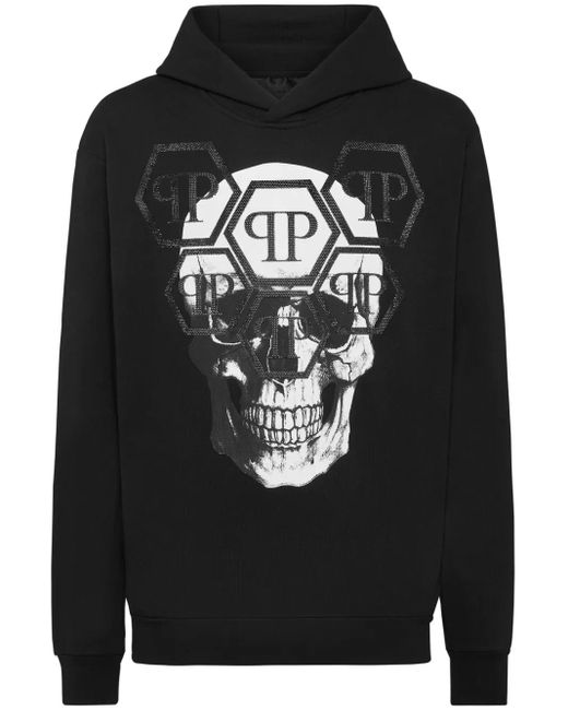 メンズ Philipp Plein スカルプリント パーカー Black