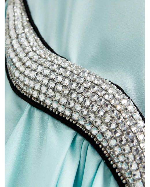 David Koma Blue One-Shoulder Crystal-Embellished Mini Dress