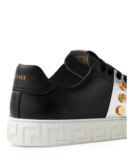 Versace Black La Greca Medusa-Embellished Sneakers for men
