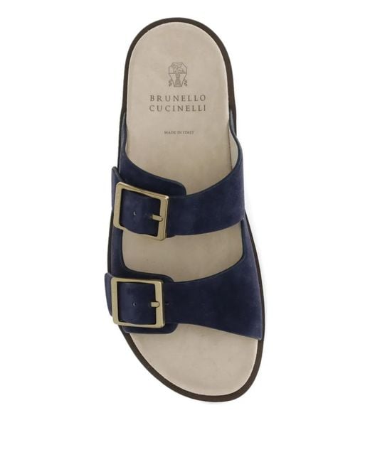 Brunello Cucinelli Blue Sliders for men