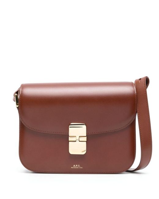 A.P.C. Brown Small Grace Leather Tote Bag