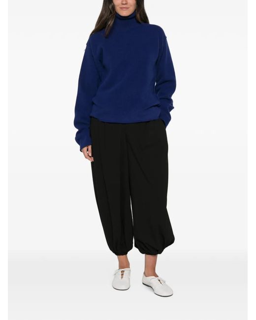 Sofie D'Hoore Blue Roll-Neck Drop-Shoulder Sweater