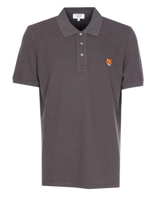 Maison Kitsuné Gray Cotton Polo Shirt for men