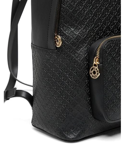Tommy Hilfiger Black Monogram-Embossed Backpack