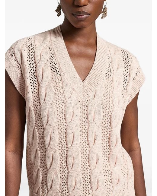 Peserico Natural Débardeur En Cordonnet À Sequins