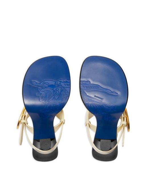 Mules Bay de piel con tacón de 100 mm Burberry de color White