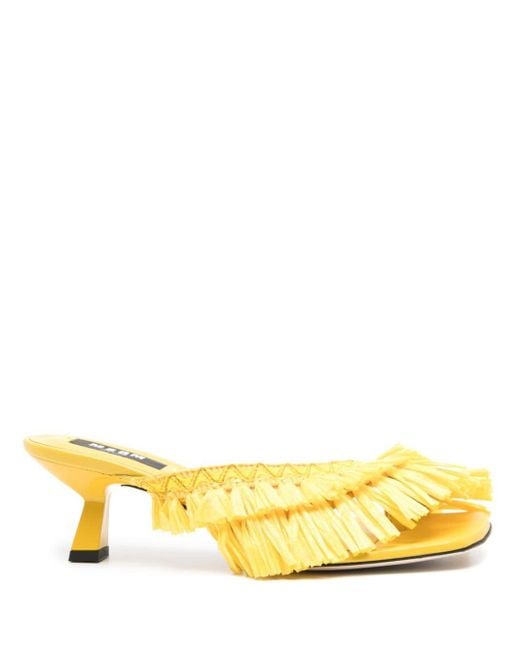 Sandales à détails de franges 50 mm MSGM en coloris Yellow
