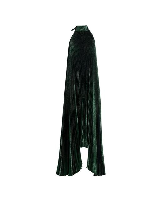 L'idée Black Olympia Pleated Halterneck Midi Dress