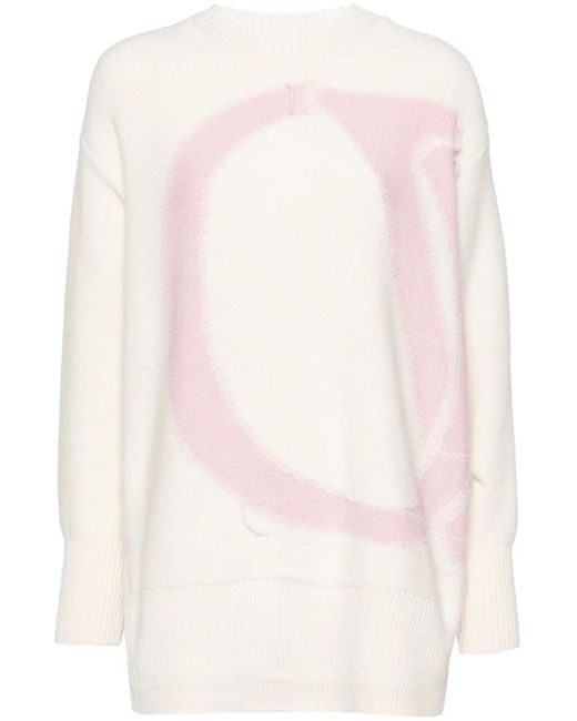 Off-White c/o Virgil Abloh Pink Intarsia-Knit Logo Jumpers