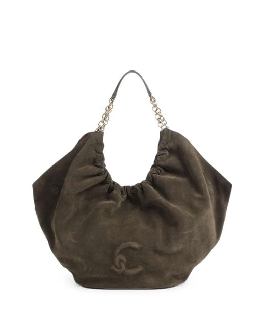 Coccinelle Brown Smash Ruched-Detail Suede Tote Bag