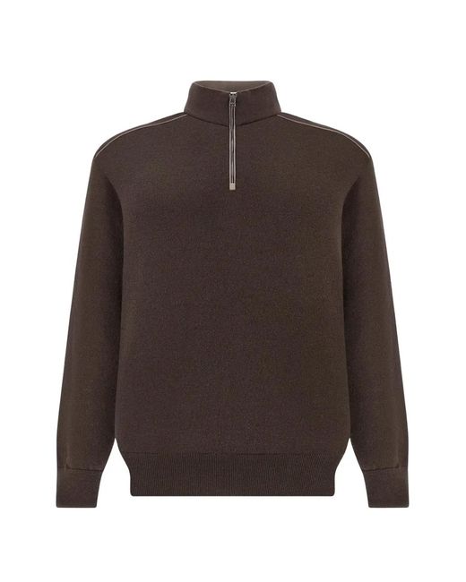 Paul & Shark Brown Typhoon Platinum Half-Zip Sweater for men