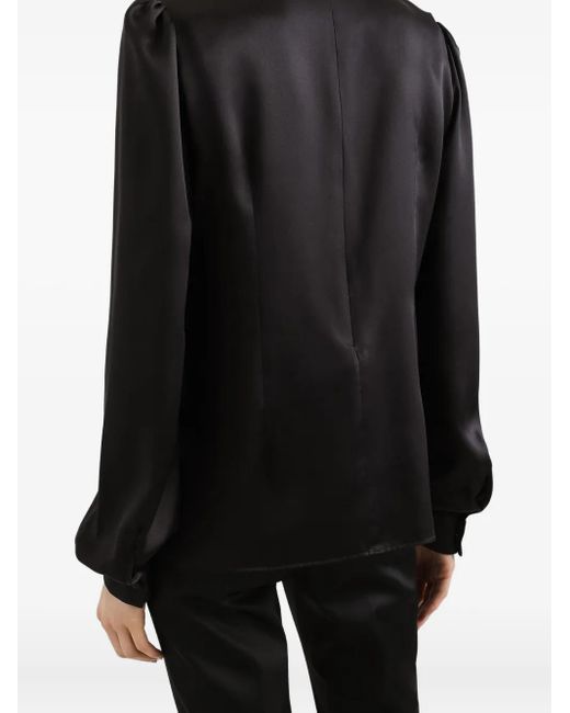 Dolce & Gabbana Black Silk Satin Blouse