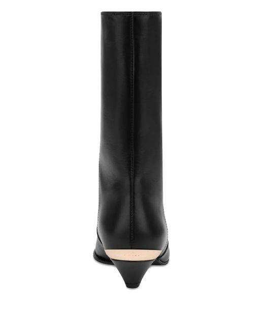 Love Moschino Black Calf Leather Pointed-Toe Boots