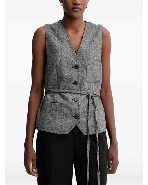 Marc O' Polo Gray Button Belted Waistcoat