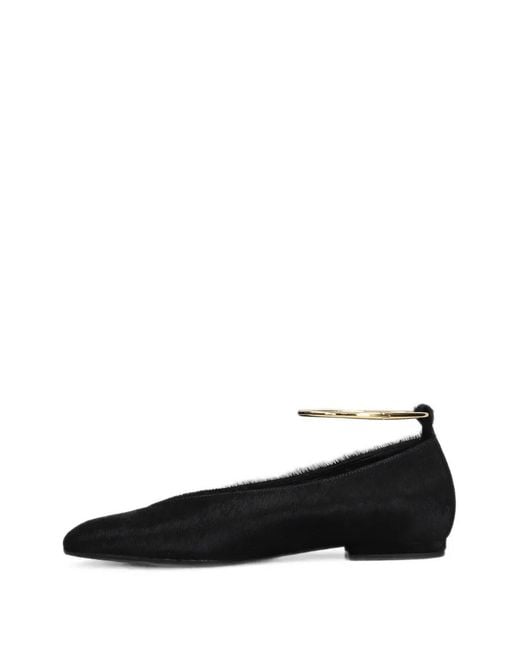 Chantal Black Tone Anklet-Strap Ballet Flats
