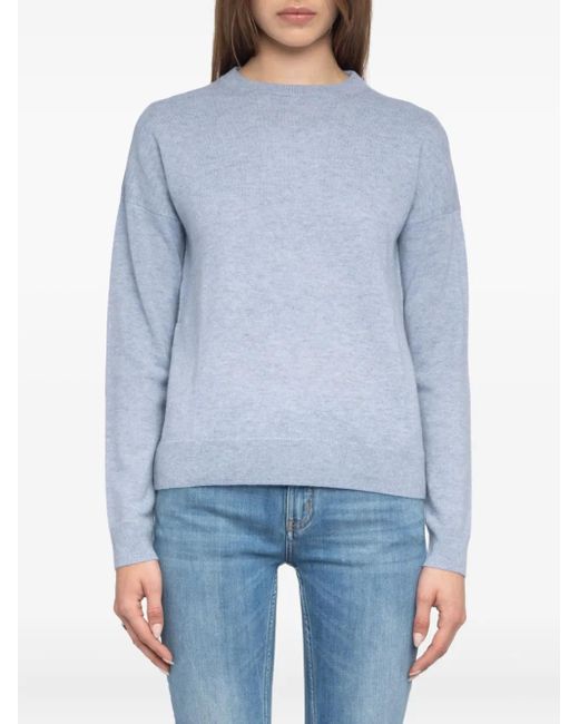 Zadig & Voltaire Blue Heart-Patch Cashmere Sweater