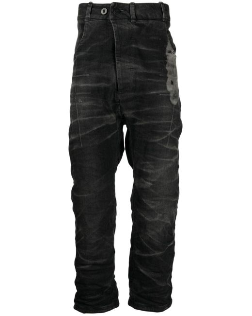 Jeans crop con effetto vissuto di Boris Bidjan Saberi in Black da Uomo