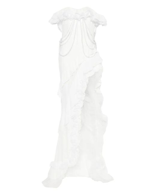 Abito Da Sera Con Spalle Scoperte di Rahil Hesan in White