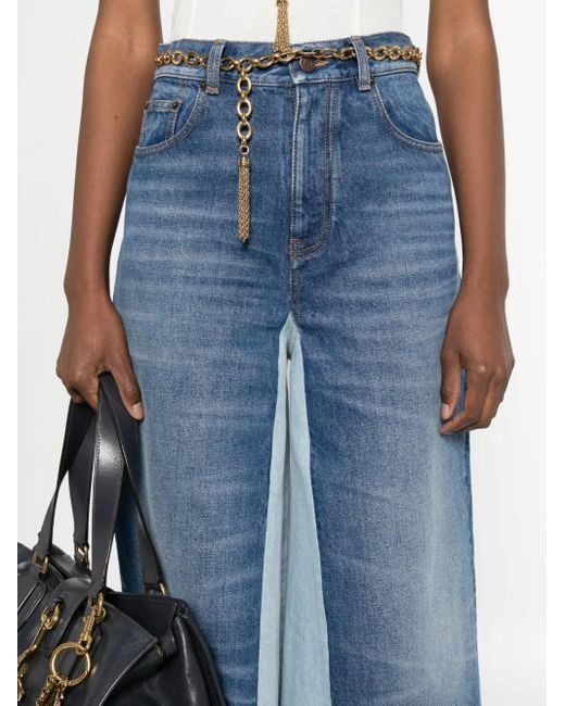 Shorts Denim Con Design Patchwork di Chloé in Blue