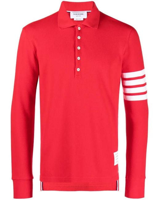 Thom Browne Red 4-Bar Stripe 2003-Print Polo Shirt for men