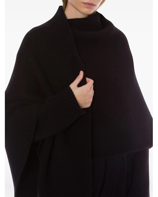 Alberta Ferretti Black Virgin-Wool Blend Poncho