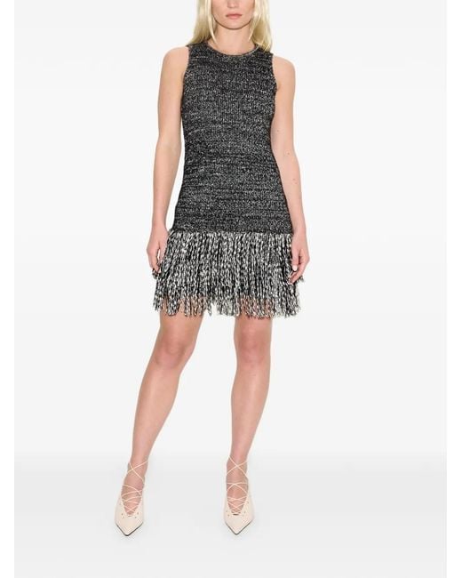 Simon Miller Black Sondra Fringe-Trimmed Cotton Mini Dress
