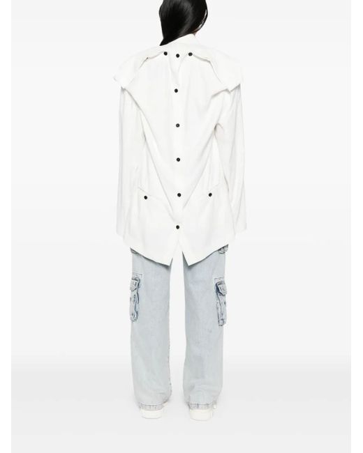 Pushbutton White Squared-Back Single-Breasted Blazer
