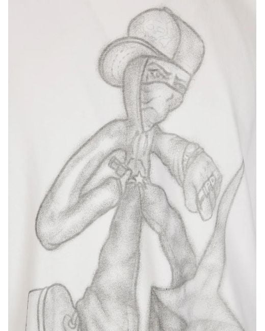 PDF White Graphic-Print T-Shirt for men