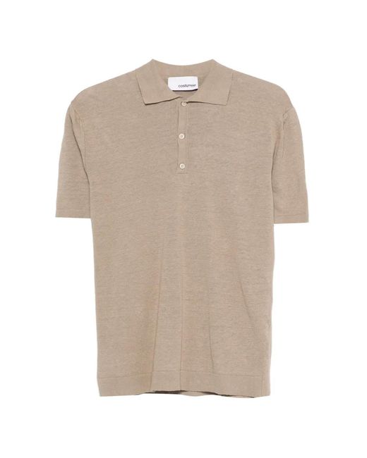 Costumein Natural Putri Buttoned Short-Sleeve Polo Shirt for men