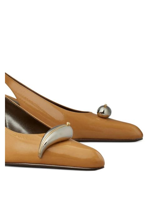 Tory Burch Natural Pierced Slingback Heels