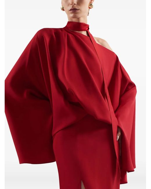 Taller Marmo Red Brooks Cape-Slit Maxi Dress