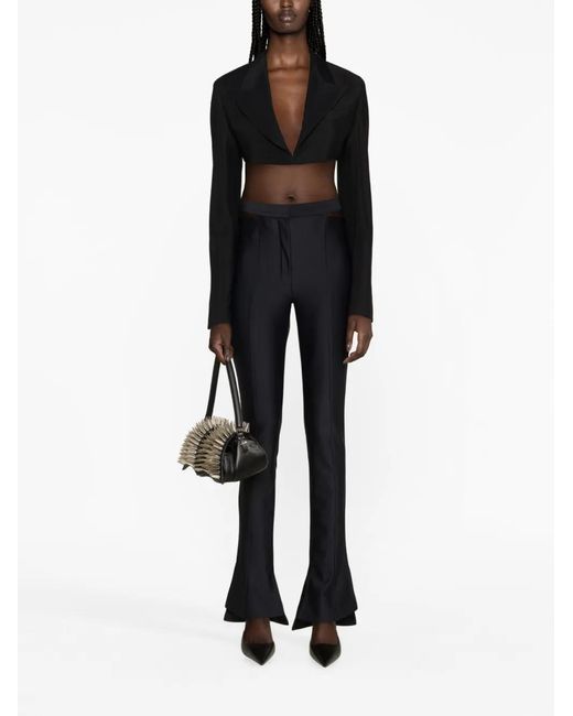 Mugler Black Cropped Twill Blazer