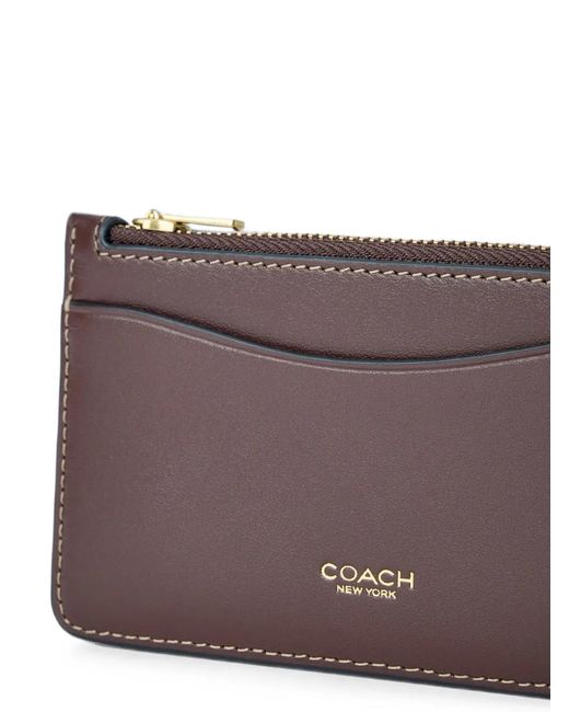 COACH Purple Logo-Detail Zip-Around Card Holder