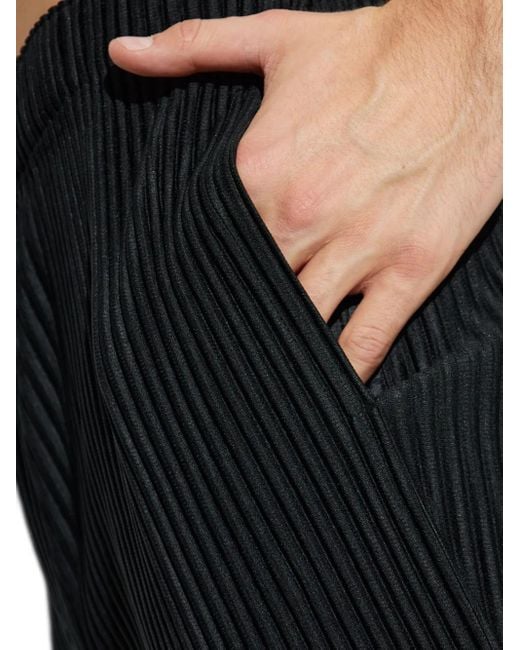 Homme Plissé Issey Miyake Black Pleated Trousers for men