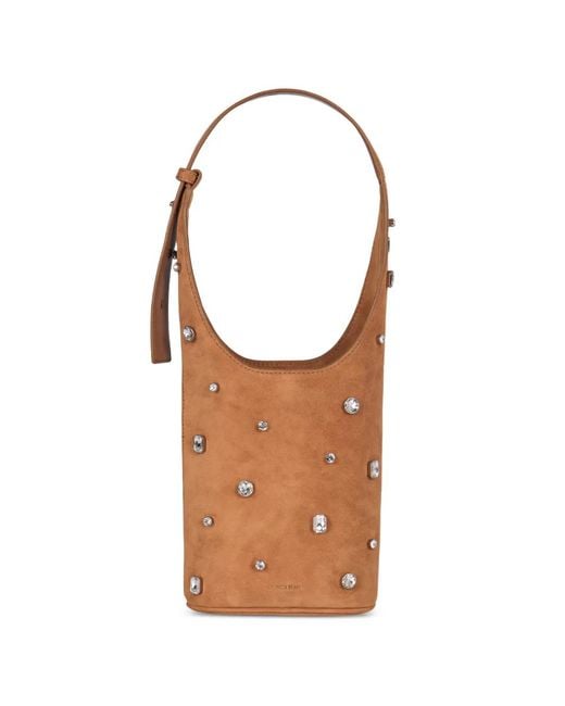 Veronica Beard White Crystal-Embellished Ring Bucket Bag