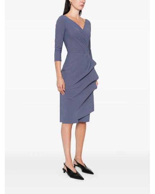 La Petite Robe Di Chiara Boni Blue Florien Wrap-Ruffle Midi Dress