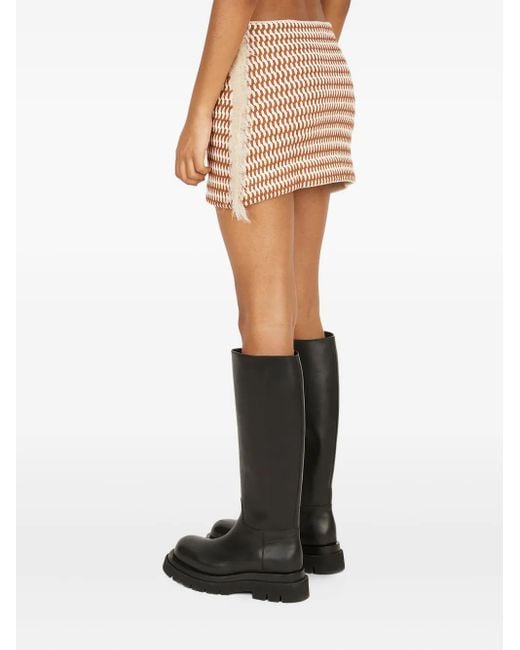 DURAZZI MILANO Natural Fringed Mini Skirt