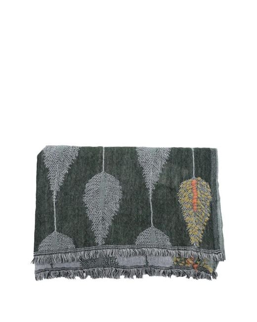 Altea Gray Feather-Pattern Frayed Scarf for men
