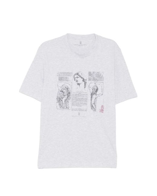 Brunello Cucinelli White Jersey T-Shirt for men