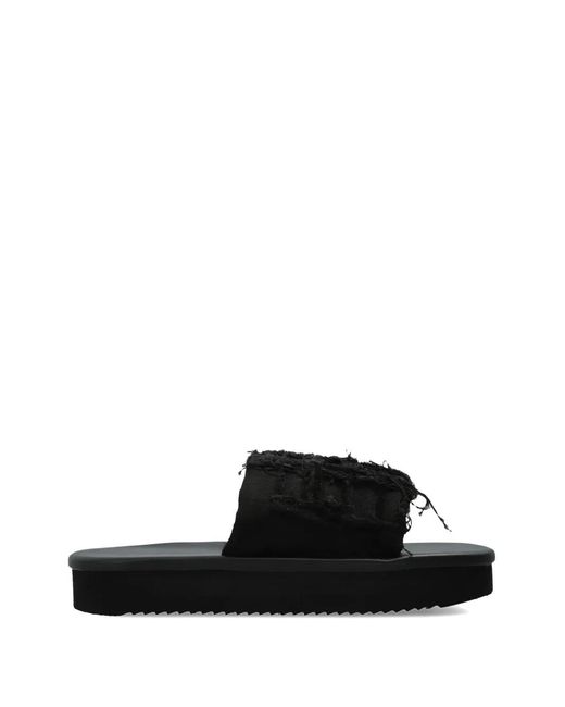 Rick Owens Black Twisted Platform-Sole Slides for men