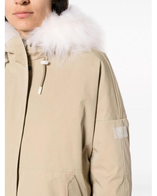 Yves Salomon Natural Reversible Hooded Cropped Parka