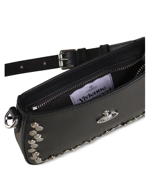 Vivienne Westwood White Orb-Plaque Stud-Embellished Shoulder Bag
